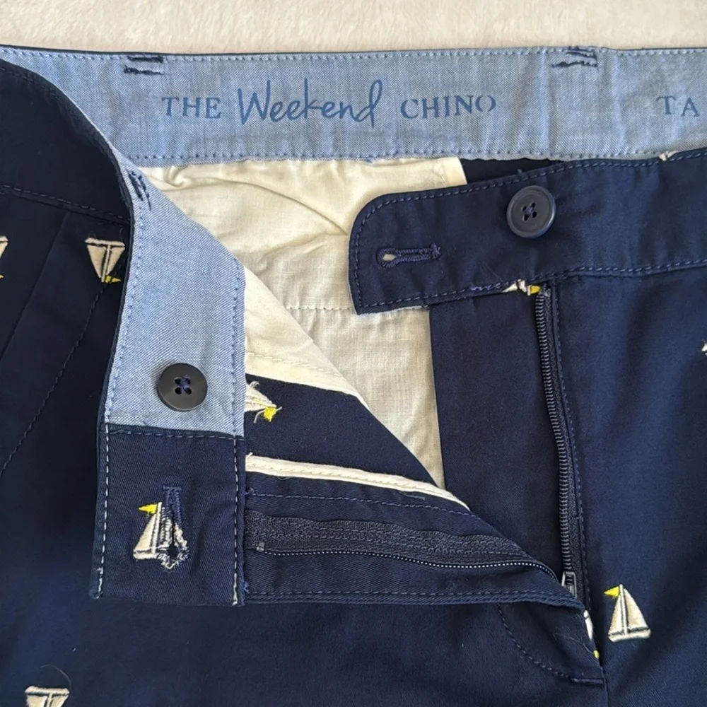 Talbots | The Weekend Chino Embroidered Sailboat Cropped Pants Blue (8) - Picture 6 of 15